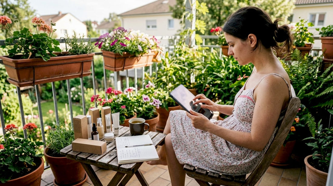 Woman browsing Asian skincare products online