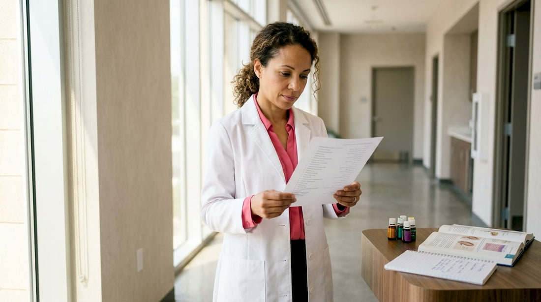 Dermatologist reviewing skincare allergy ingredients