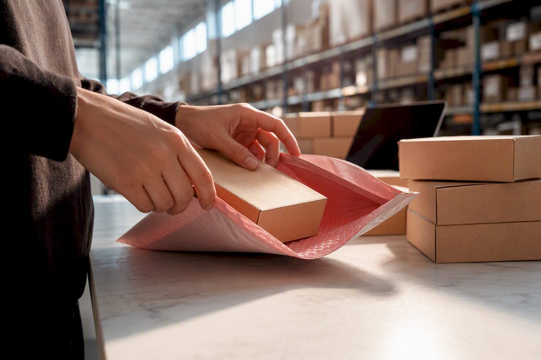 Anonymous skincare parcels packed in US warehouse