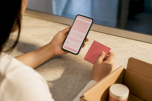 Shopper verifying an Asian beauty order