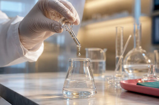 Formulator preparing an alpha-arbutin skincare solution