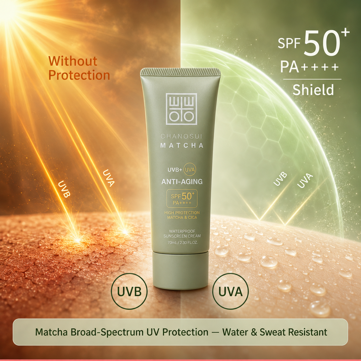 Matcha Waterproof Sunscreen Cream SPF 50+ PA++++